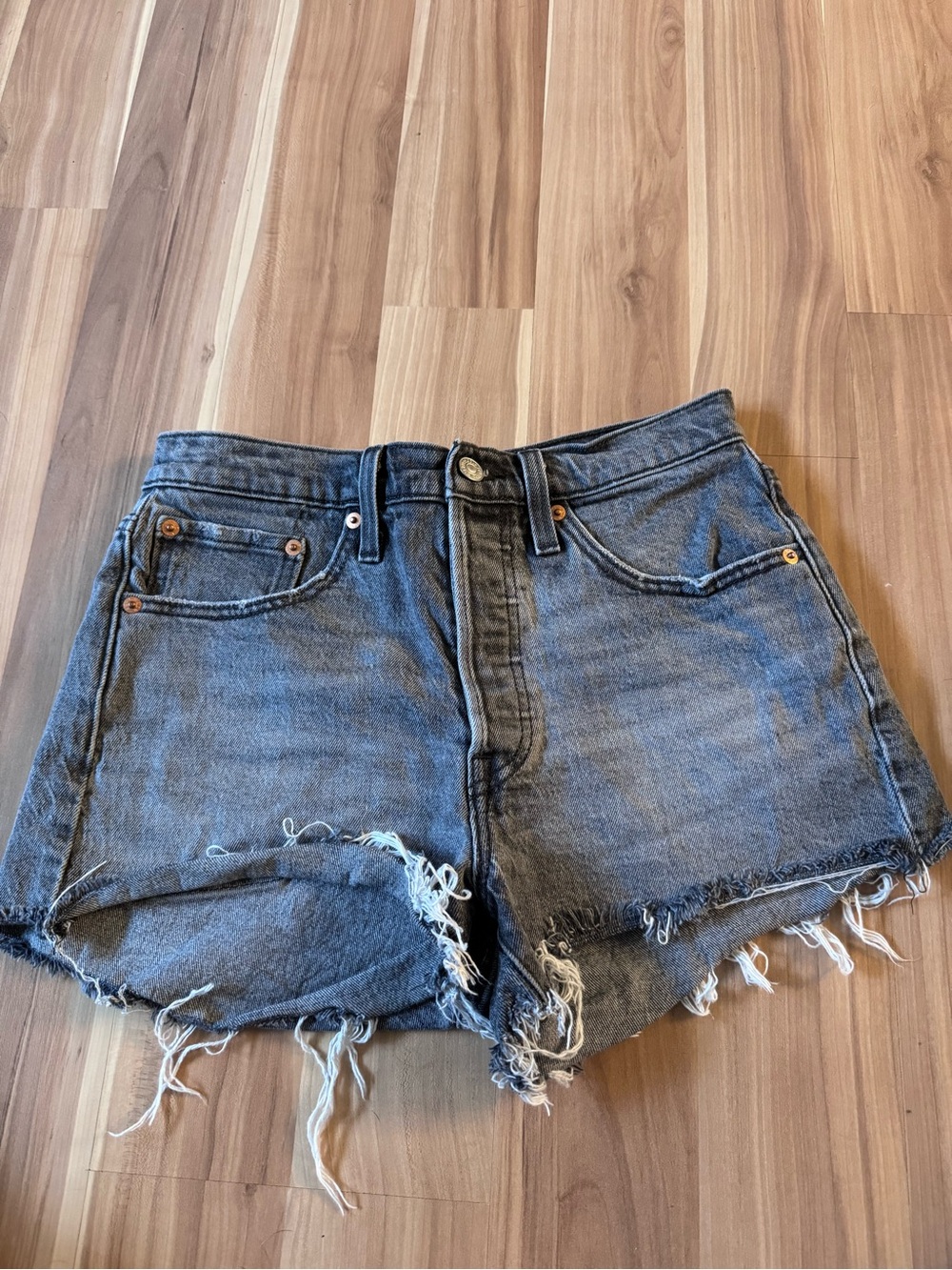 Levi's Women's Washed Black Denim Cutoff Shorts